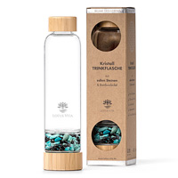Glastrinkflasche mit Kristallsteinen – Türkis, Turmalin