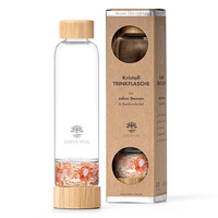 Glastrinkflasche mit Kristallsteinen – Wassermelonen-Turmalin, Mondstein