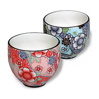 Japanische Teetassen - 2 Stück - (Rot / Blau)
