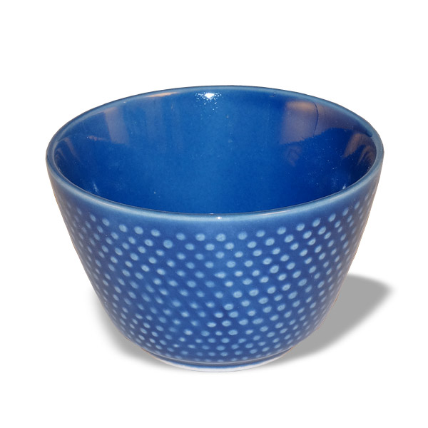 Teetasse Keramik blau mit Punkt-Relief-Strukur