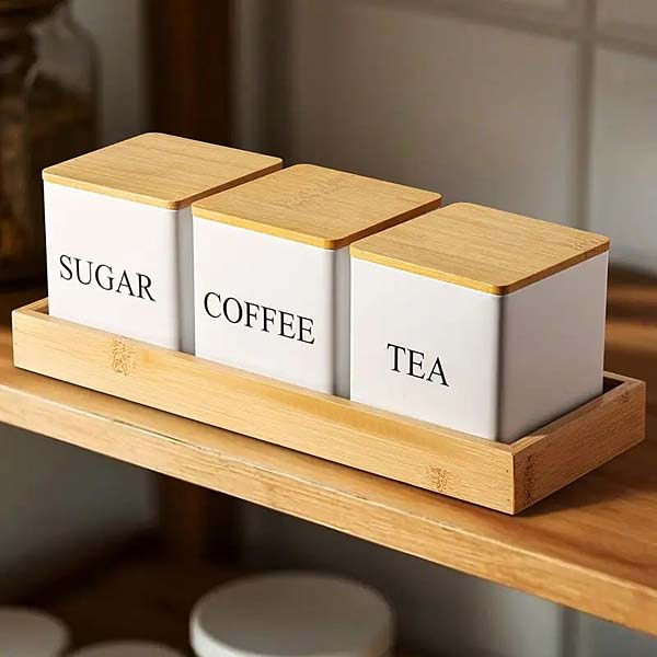 Aufbewahrungsbüchsen für Tee, Kaffee, Zucker | Weiss