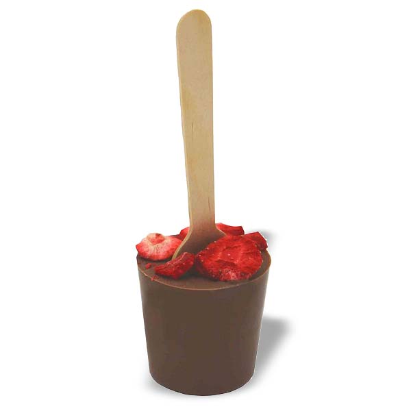 Trinkschokolade am Stick - Erdbeeren