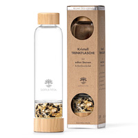 Glastrinkflasche mit Kristallsteinen – Goldener Beryll, Turmalin