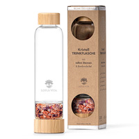 Glastrinkflasche mit Kristallsteinen – Wassermelonen-Turmalin, Amethyst