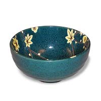Cha wan Teeschale Raku 0.25l - Blau / Gelb